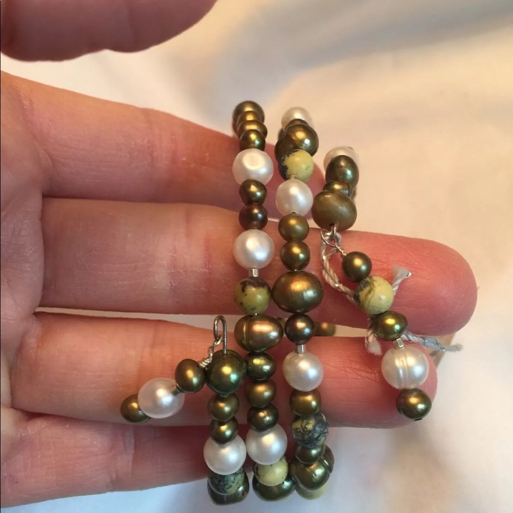 pearl and turquoise bracelet earrings - Picture 3 of 5